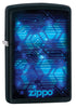 Vue de trois quarts du briquet tempête Zippo Blue Design