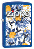 Vue de trois quarts du briquet tempête Zippo Tropical Birds Design