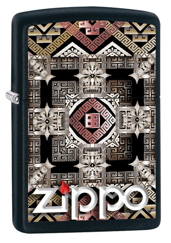 Vue de trois quarts du briquet tempête Zippo Tribal Design