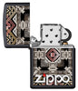 Vue de face du briquet tempête Zippo Tribal Design éteint, sans flamme