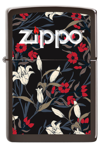 Vue de face du briquet tempête Zippo Floral Design