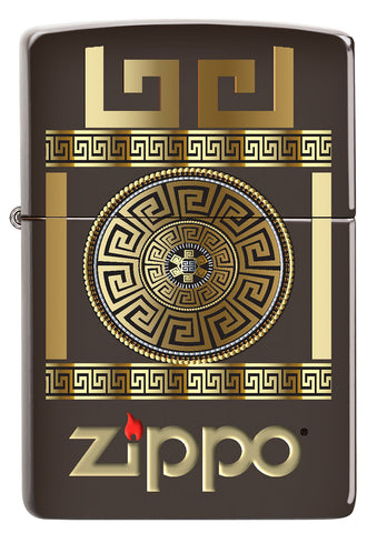 Vue de face du briquet tempête Zippo Greek Key Design