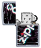 Briquet Zippo street chrome avec logo Zippo multicolore, ouvert 