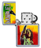 Briquet Zippo chromé Bob Marley avec le poing levé, ouvert