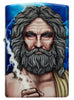 Briquet Zippo, (Vue de face), avec l'illustration en couleur qui montre Zeus le maître des dieux et de l'univers Dieu du ciel