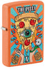 Vue de ¾ du briquet tempête Zippo Eye of Pizza