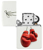 Briquet Zippo blanc avec gants de boxe rouges ouverts sans flamme