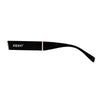 Branches de lunettes Zippo Vue de face en noir avec le logo Zippo blanc et les raccords en rose clair